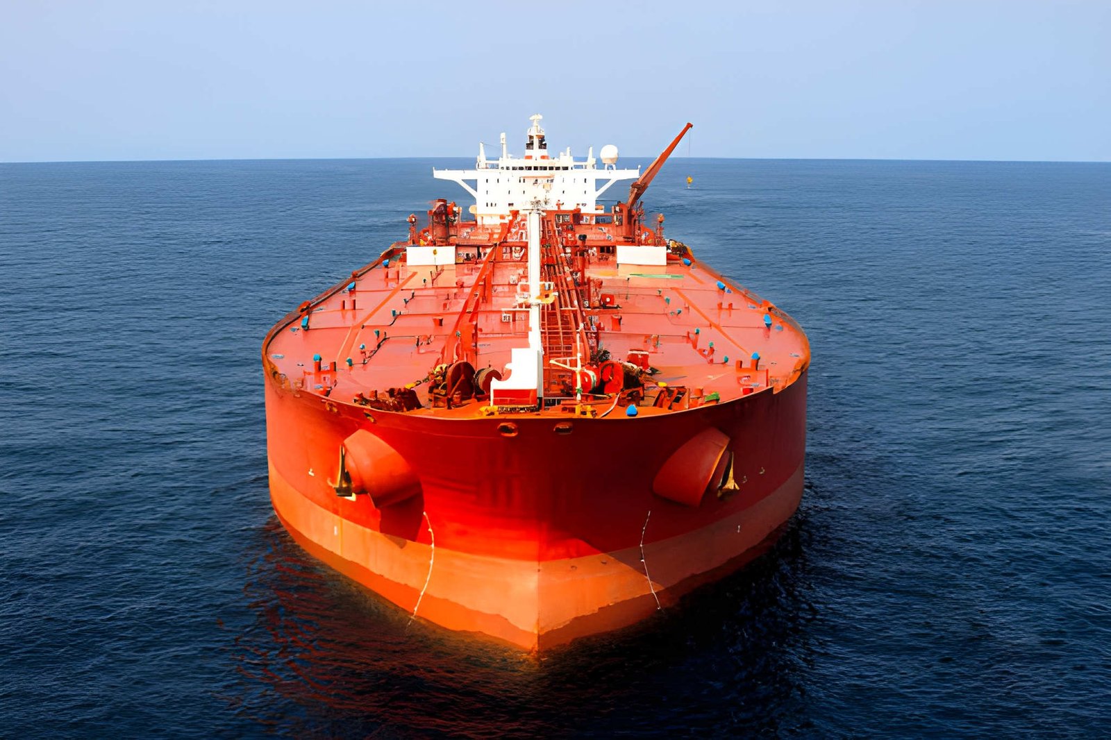 Large commercial vessel operating within maritime infrastructure